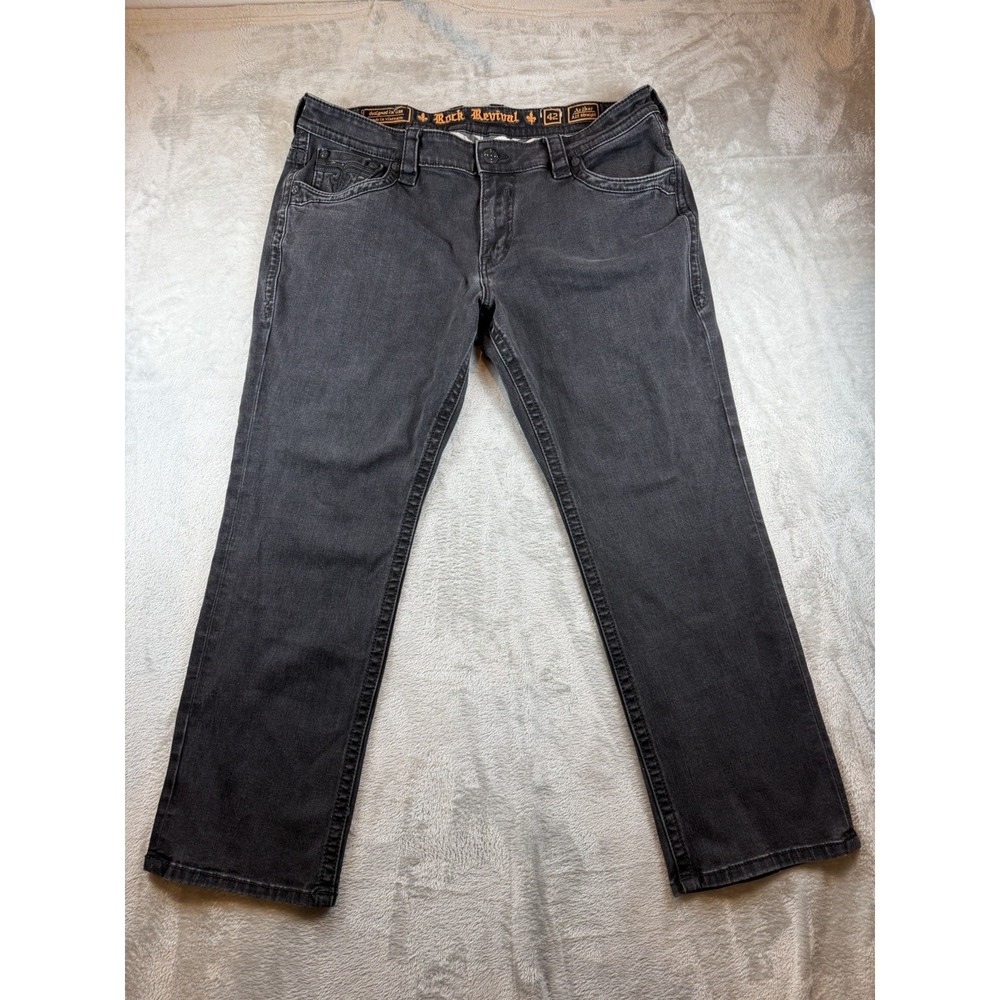 Rock Revival‎ Arther Alt Straight Jeans Men's 42x31 Black Denim Dark